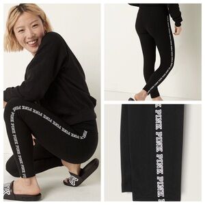 VS VICTORIAS SECRET PINK HIGH WAIST COTTON PANT TIGHT LEGGING SWEATS BLACK S